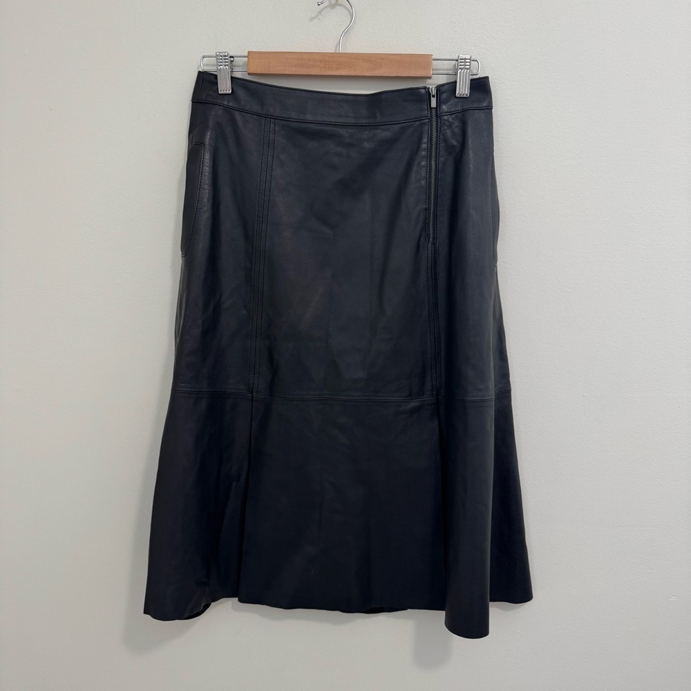 Banana Republic Black Lamb Leather A Line Skirt